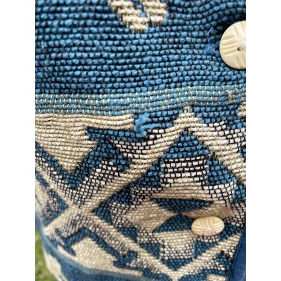 Vintage Keren Hart Tapestry Vest L Horse Pattern Blue Cotton Western Style - Picture 3 of 12